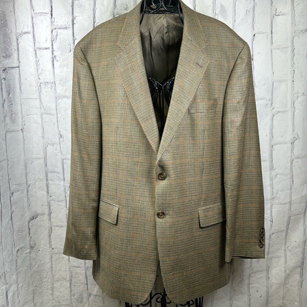 Lauren Ralph Lauren Houndstooth Blazer Silk Wool Blend 2-Button Sportscoat